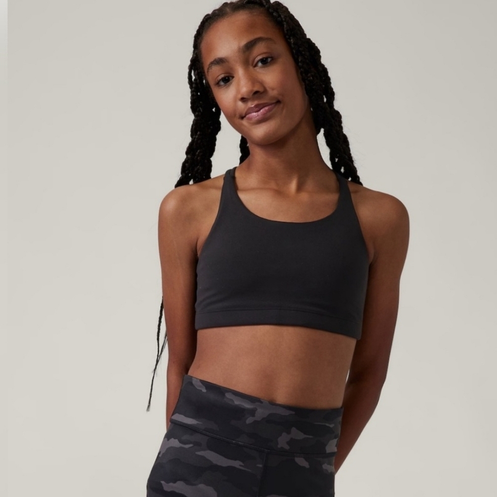 NWT Athleta Girl Upbeat Black Sports Bra 2.0